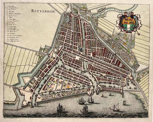 Rotterdam Stadsplattegrond in vogelvluchtperspectief - M Merian - 1646