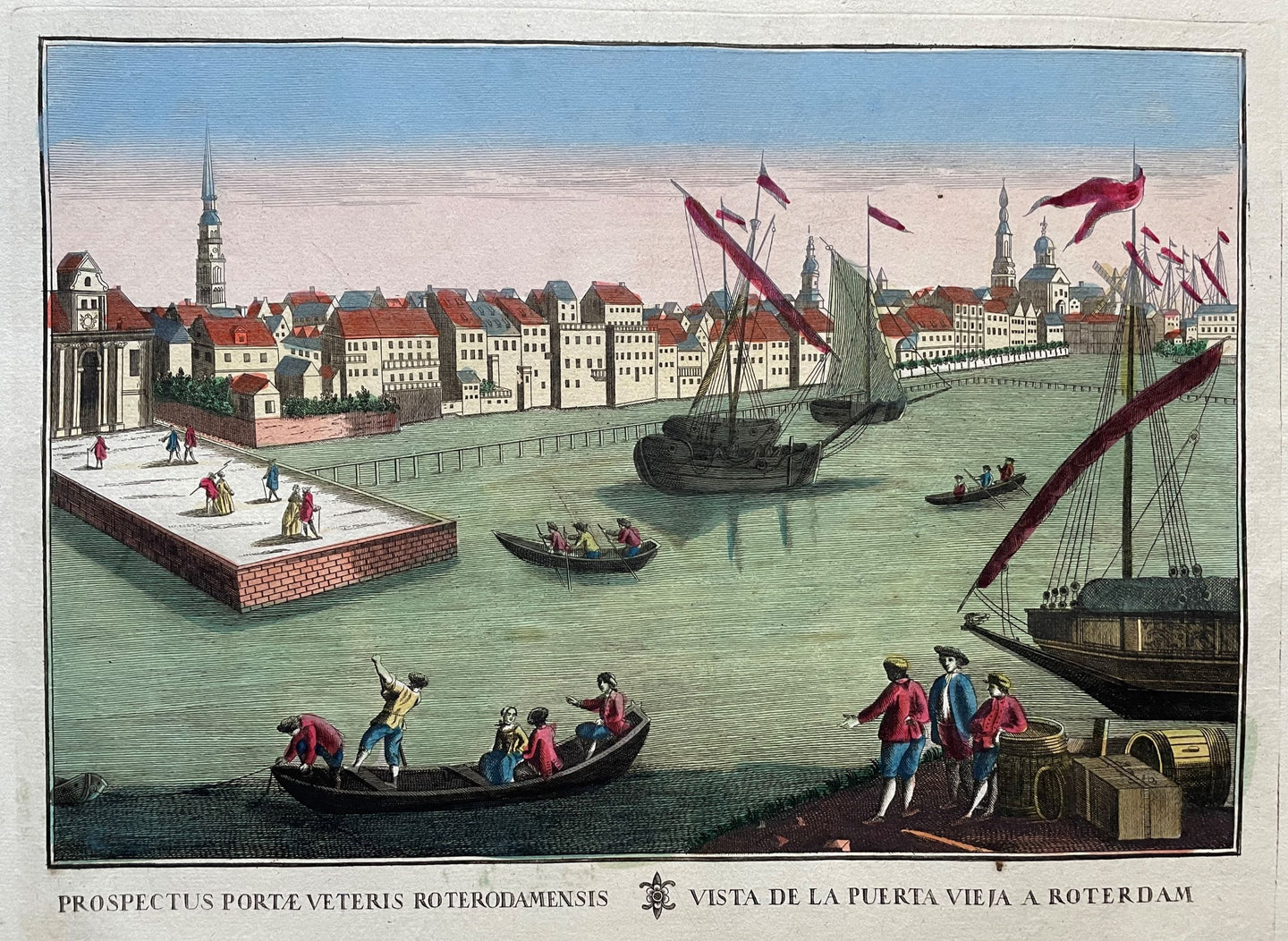 Rotterdam Nieuwe Maas Oudehoofdspoort - Remondini - circa 1770