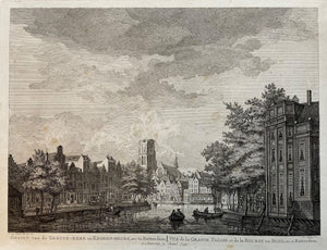 Rotterdam Gezicht vanaf de Draaibrug op de Laurenskerk - P van Liender / H Schoute - ca. 1770