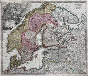 Scandinavië Denemarken Noorwegen Zweden Finland Scandinavia - JB Homann - circa 1720