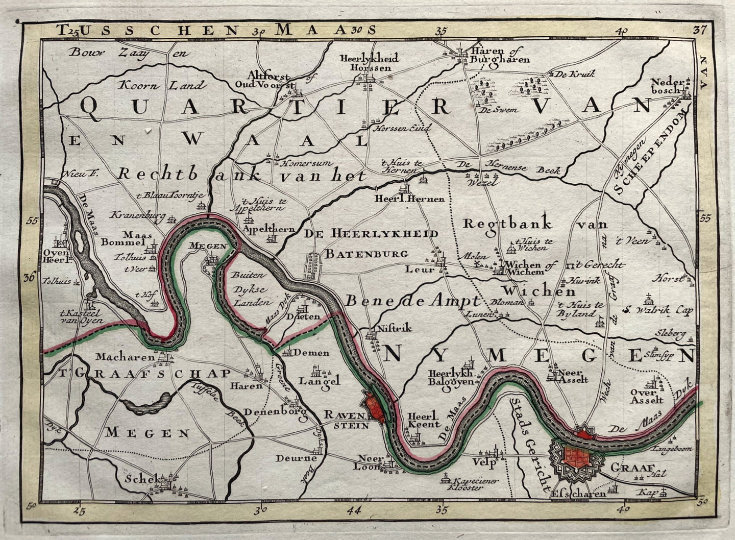 Noord-Brabant Grave Ravenstein Gelderland Wijchen - P Schenk - circa 1748