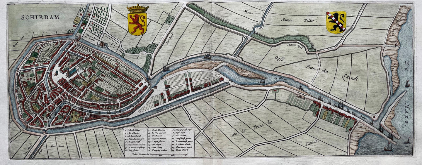 Schiedam Stadsplattegrond in vogelvluchtperspectief - J Blaeu - 1649