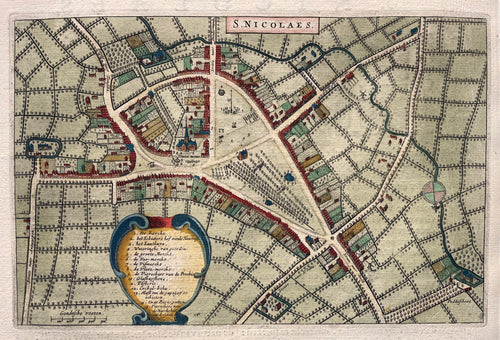 België Sint-Niklaas Stadsplattegrond in vogelvluchtperspectief - J Blaeu - 1649