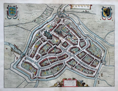 Sneek Stadsplattegrond in vogelvluchtperspectief - J Blaeu - 1649