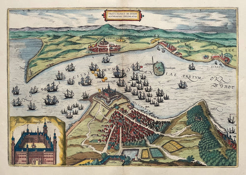 Denemarken Zweden Sont Helsingør Landskrona Helsingborg Uraniborg - G Braun & F Hogenberg / J Janssonius - 1657