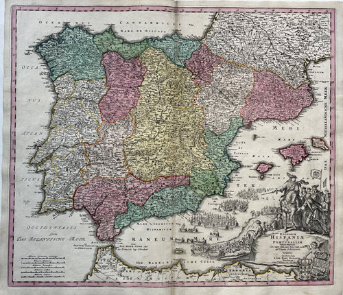 Spanje en Portugal - JB Homann - ca. 1730