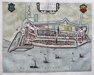 Stavoren Stadsplattegrond in vogelvluchtperspectief - J Blaeu - 1649