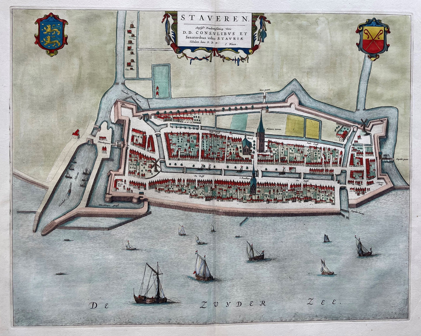 Stavoren Stadsplattegrond in vogelvluchtperspectief - J Blaeu - 1649