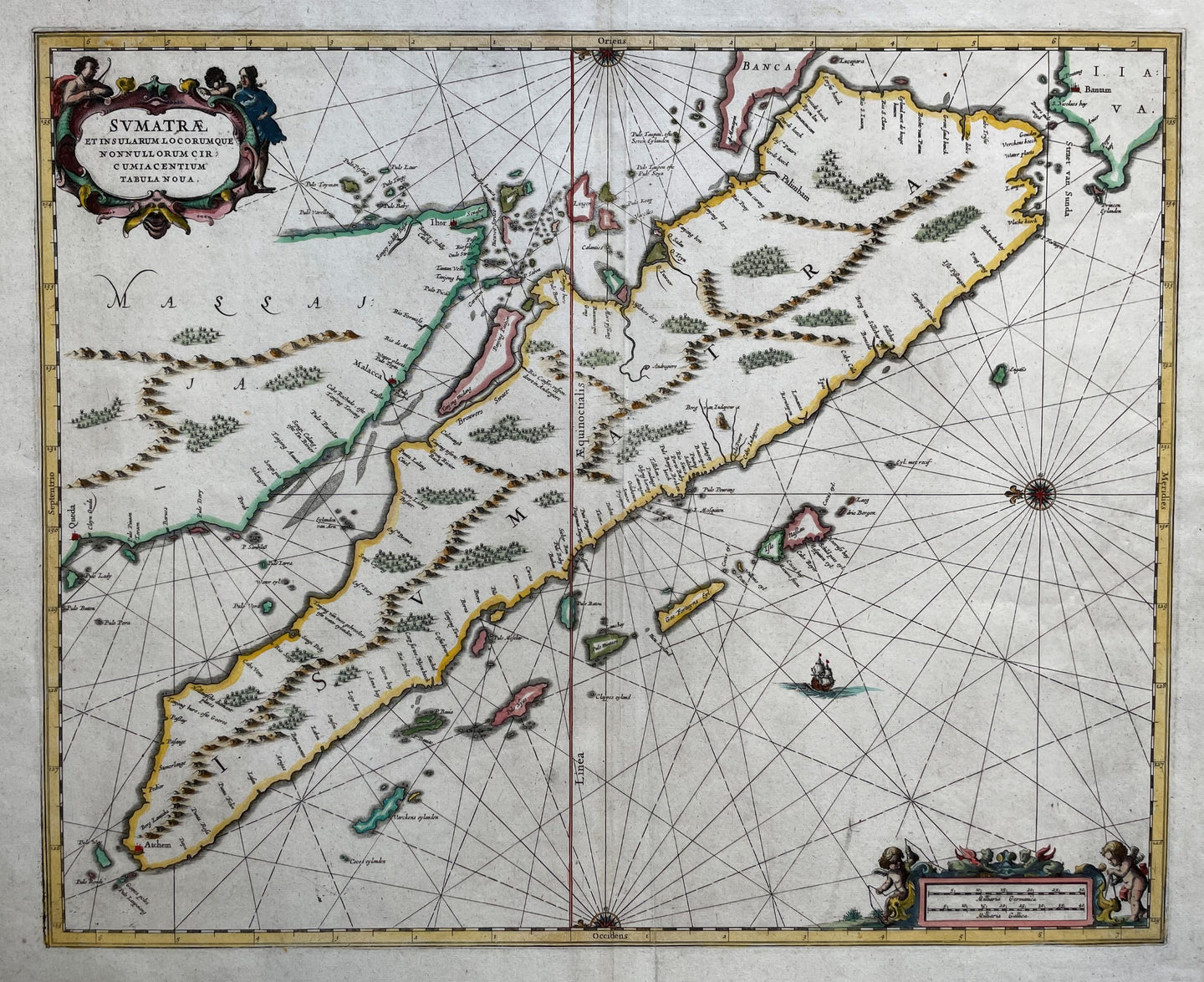 Indonesië Sumatra Singapore Malacca Strait Indonesia - J Janssonius - circa 1659