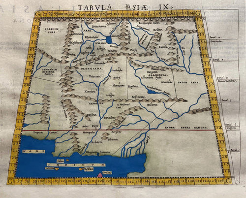 Pakistan Afghanistan Ptolemy map - Girolamo Ruscelli / Claudius Ptolemaeüs - 1561