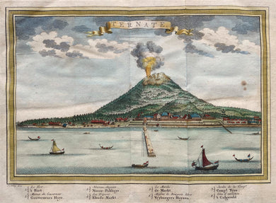 Indonesië Ternate Aanzicht Vulkaan Gamalama Indonesia - J van der Schley / P de Hondt - 1763