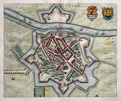 Tholen Stadsplattegrond in vogelvluchtperspectief - J Blaeu - 1649