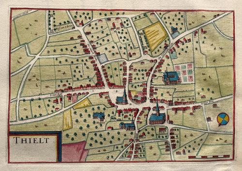 België Tielt  Belgium Stadsplattegrond in vogelvluchtperspectief - J Blaeu - 1649