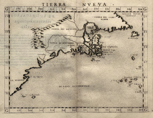 Noord-Amerika New England Canada North America East Coast - Girolamo Ruscelli - 1561