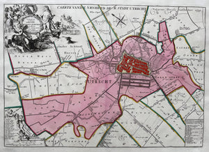 Utrecht Stadsplattegrond met nabije omgeving Caerte vande Vryheyd der stadt Utrecht - C Specht / J Ottens - circa 1710