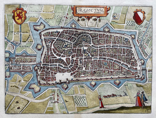 Utrecht Stadsplattegrond in vogelvluchtperspectief - WJ Bleau / L Guicciardini - 1612