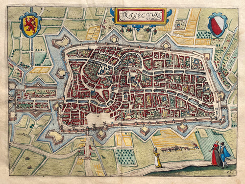 Utrecht Stadsplattegrond in vogelvluchtperspectief - WJ Bleau / L Guicciardini - 1612