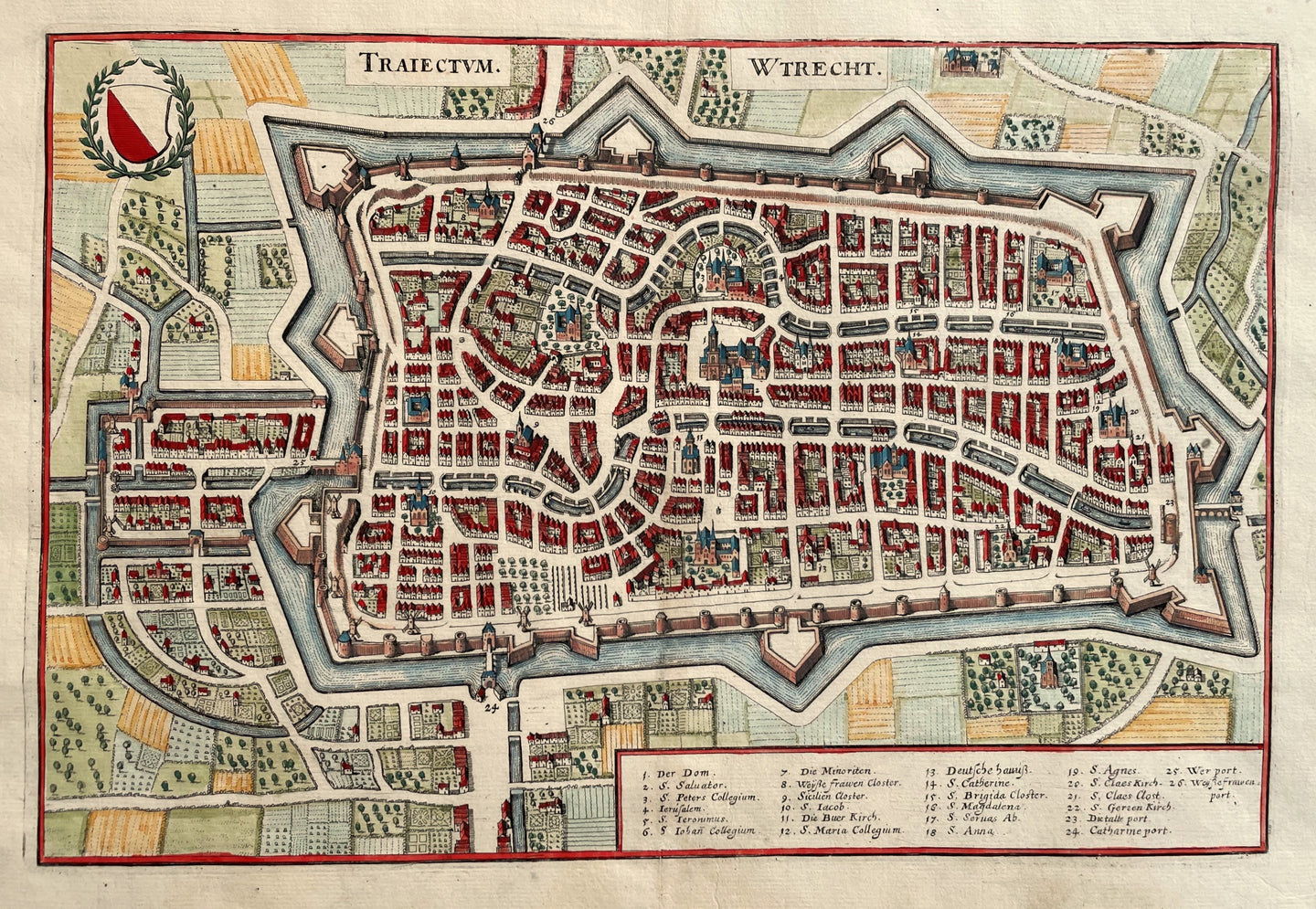Utrecht Stadsplattegrond - M Merian - 1646