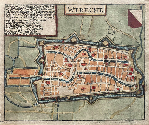 Utrecht Stadsplattegrond - naar Merian - circa 1650