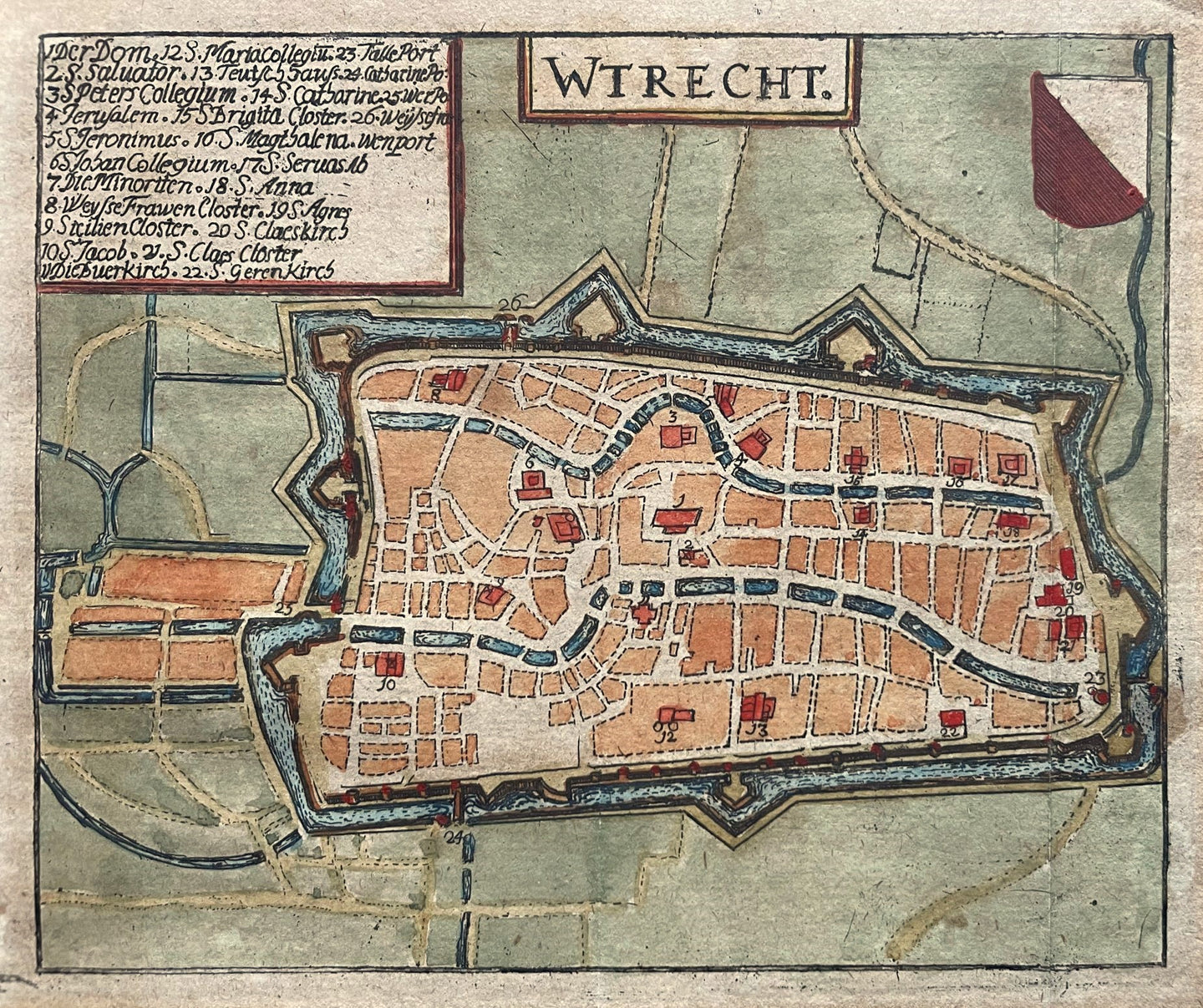 Utrecht Stadsplattegrond - naar Merian - circa 1650