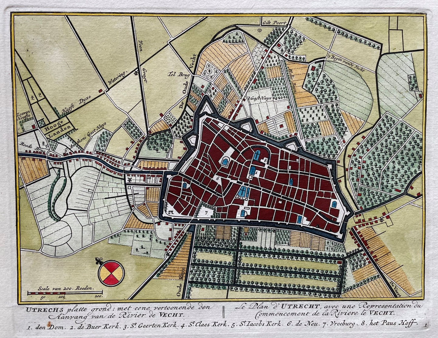 Utrecht Stadsplattegrond - Daniël Stoopendaal - 1719
