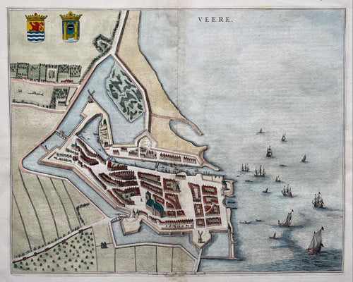 Veere Stadsplattegrond in vogelvluchtperspectief - J Blaeu - 1649