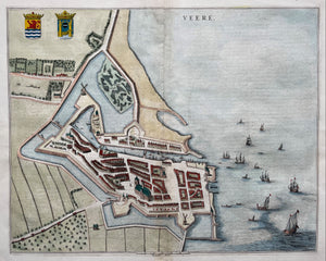Veere Stadsplattegrond in vogelvluchtperspectief - J Blaeu - 1649