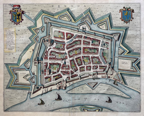 Venlo Stadsplattegrond in vogelvluchtperspectief - J Blaeu - 1649