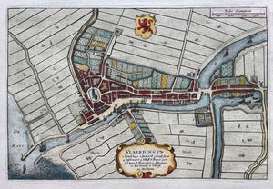 Vlaardingen Stadsplattegrond in vogelvluchtperspectief - J Blaeu - 1649