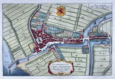 Vlaardingen Stadsplattegrond in vogelvluchtperspectief - J Blaeu - 1649