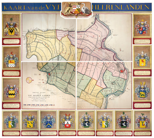 Vijfheerenlanden Wandkaart Vijfheerenlanden - Reinier en Josua Ottens - 1741 Nieuwe kaart van de Vyf Heeren landen gelegen tusschen den Dief en Zouwen dyk.Amsterdam