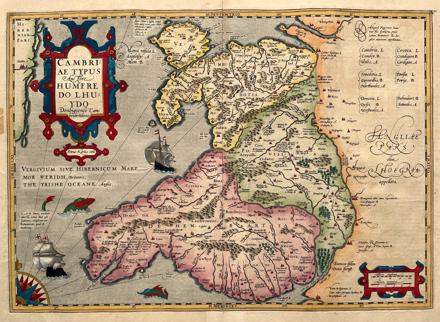 Wales British Isles - J Hondius - 1619