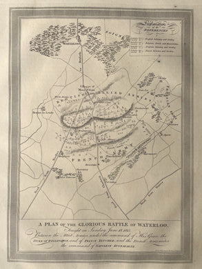 België Waterloo Plattegrond van de Slag bij Waterloo Belgium - R Bowyer - 1816