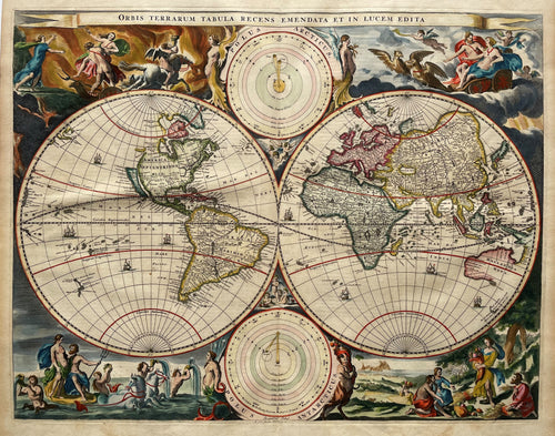 Wereld antique worldmap - B Stoopendaal / Gebr. Keur en P Rotterdam - 1682
