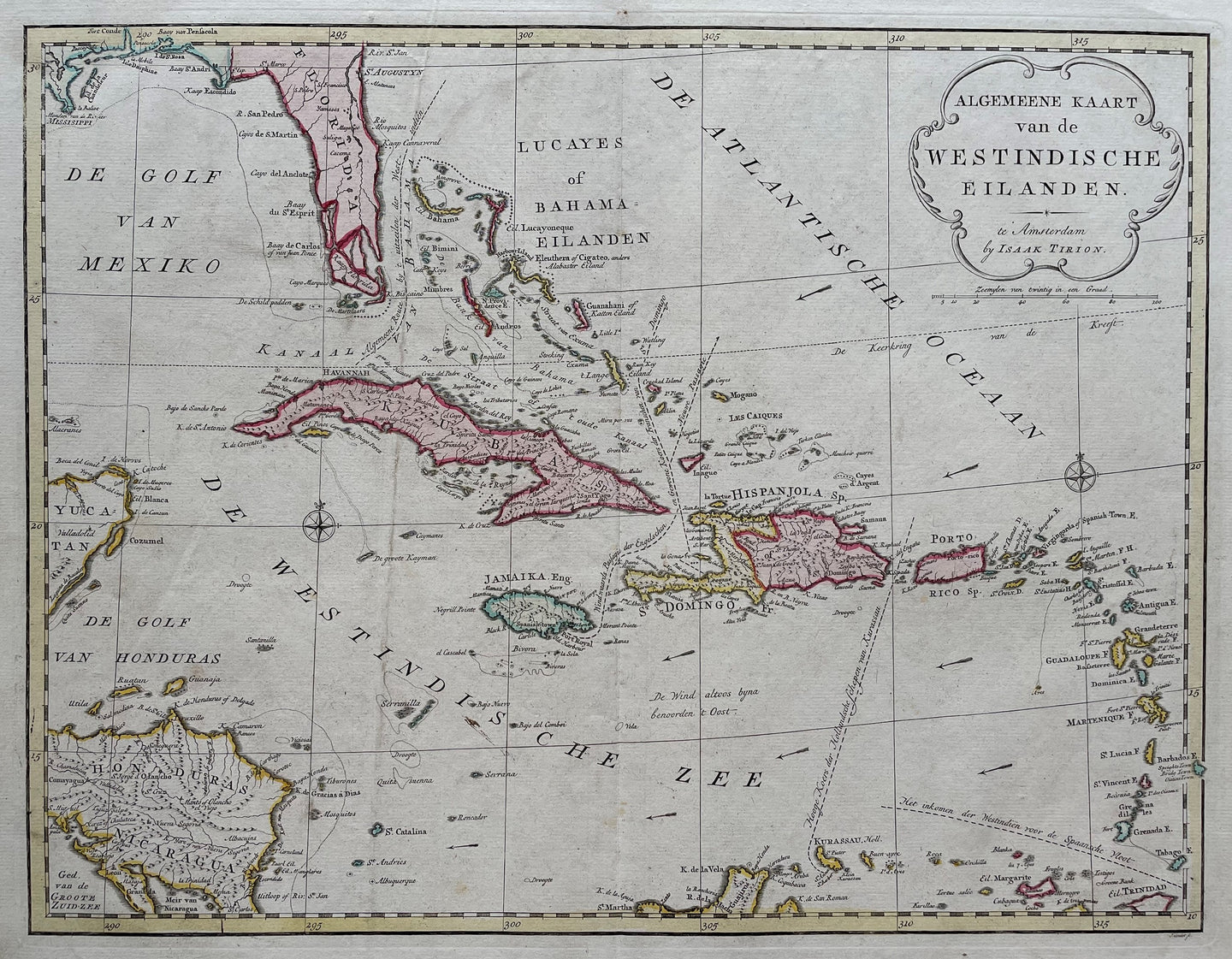 Antillen Grote Antillen en Kleine Antillen Greater and Lesser Antilles - I Tirion - 1769