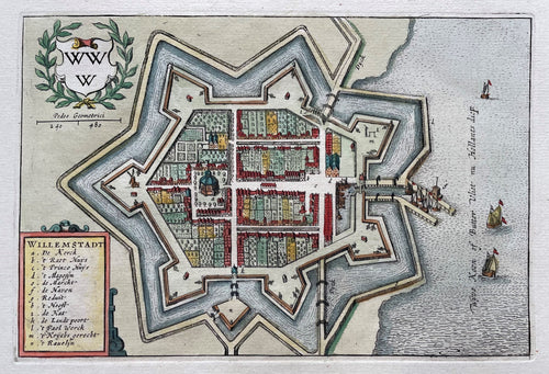 Willemstad Stadsplattegrond in vogelvluchtperspectief - J Blaeu - 1649