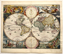 Afbeelding in Gallery-weergave laden, Wereld antique worldmap - Bastiaan Stoopendaal / Hendrik en Jacob Keur Marcus Doornick - 1682