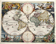 Afbeelding in Gallery-weergave laden, Wereld antique worldmap - Bastiaan Stoopendaal / Hendrik en Jacob Keur Marcus Doornick - 1682