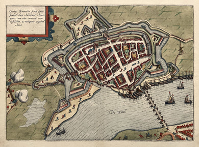 Zaltbommel Stadsplattegrond in vogelvluchtperspectief - WJ Blaeu / L Guicciardini - 1612