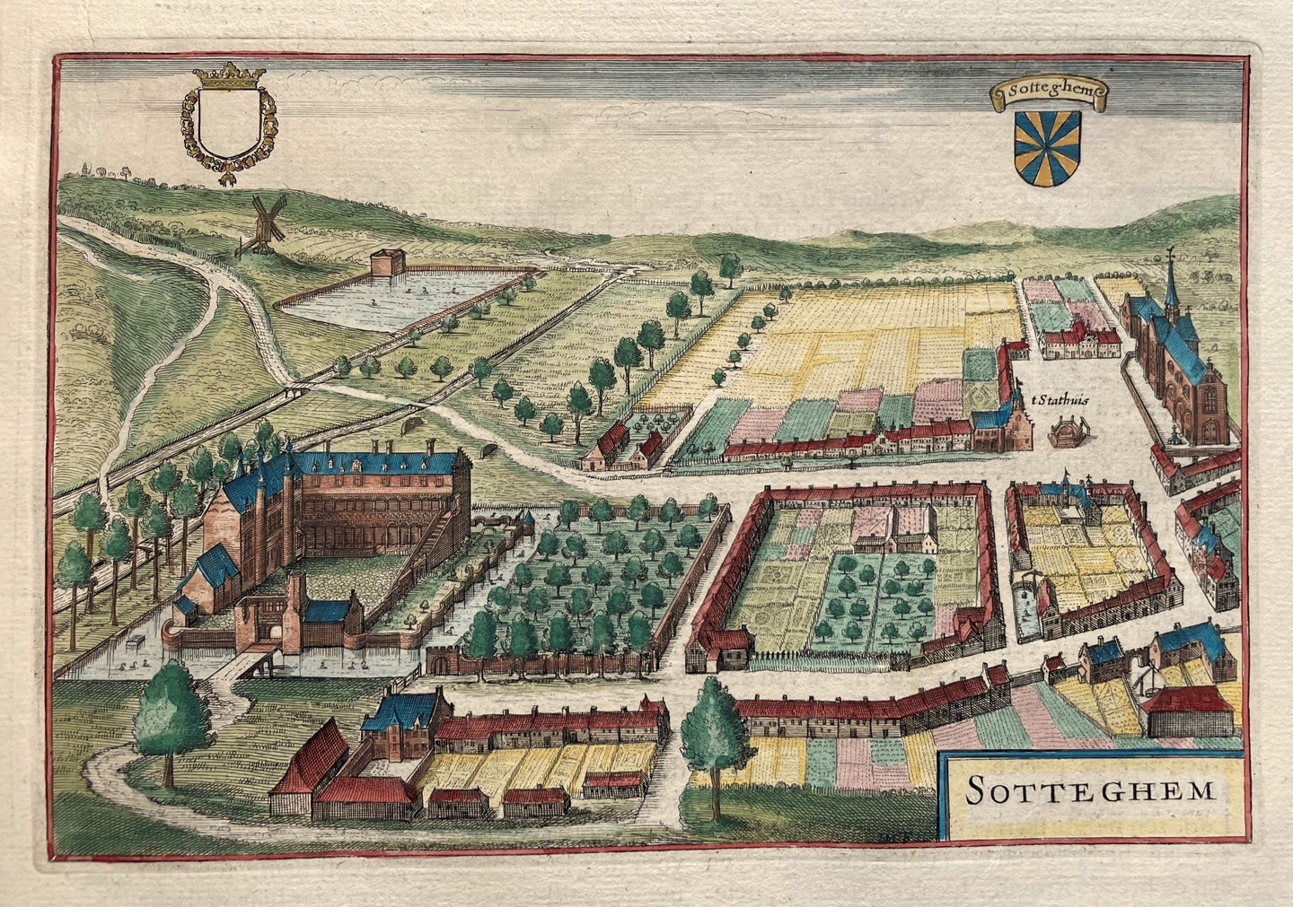 België Zottegem Vogelvluchtperspectief Belgium - J Blaeu - 1649