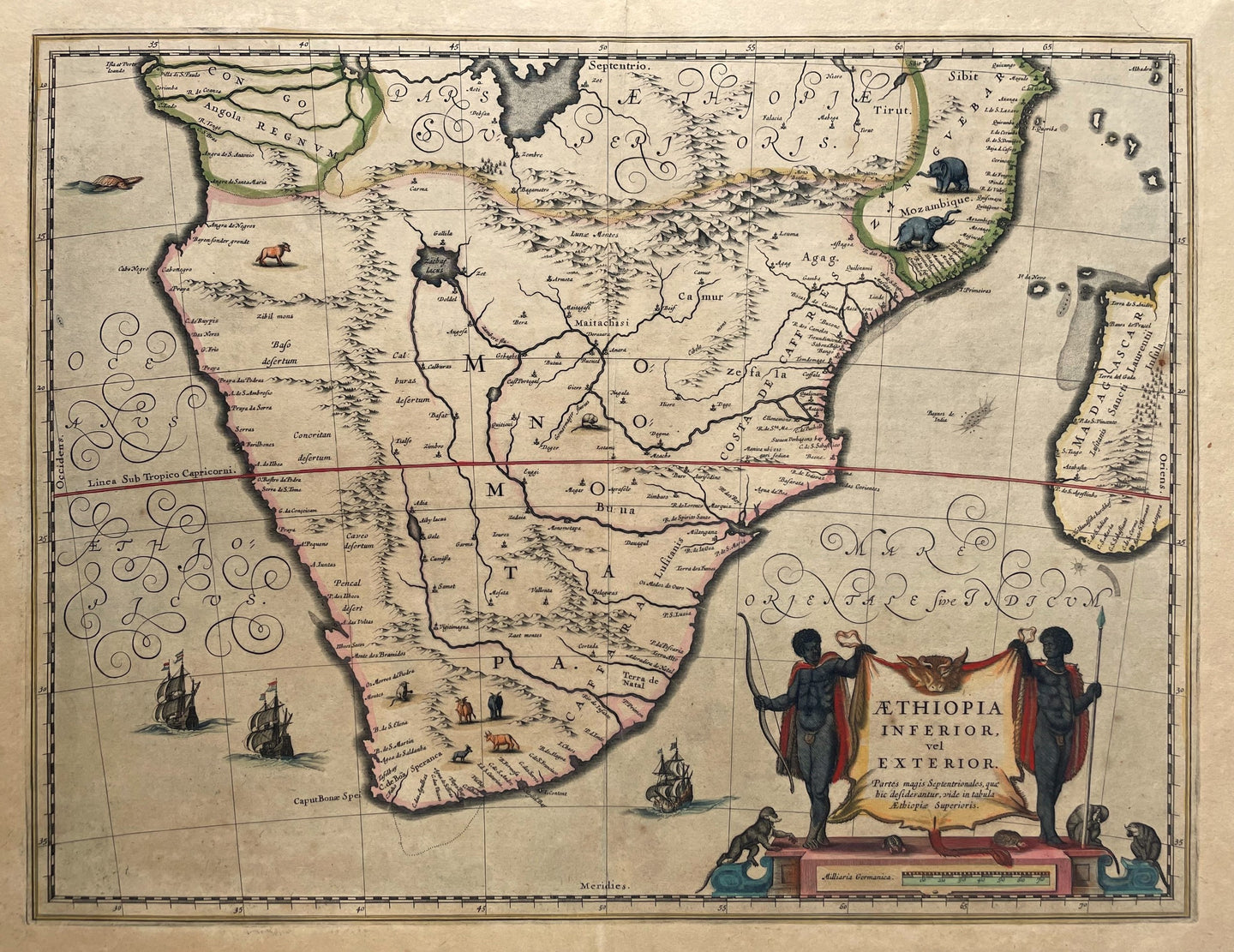 Afrika Zuidelijk Afrika Southern Africa - J Janssonius - 1638