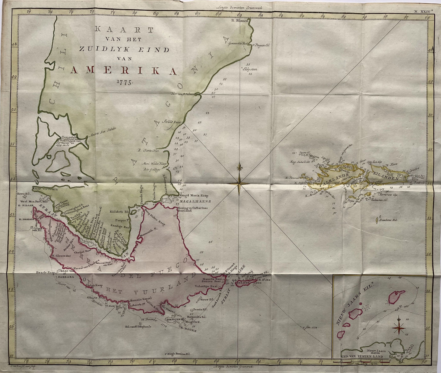 Zuid-Amerika Tierra del Fuego Straits of Magellan Falkland Islands - J Cook - circa 1797