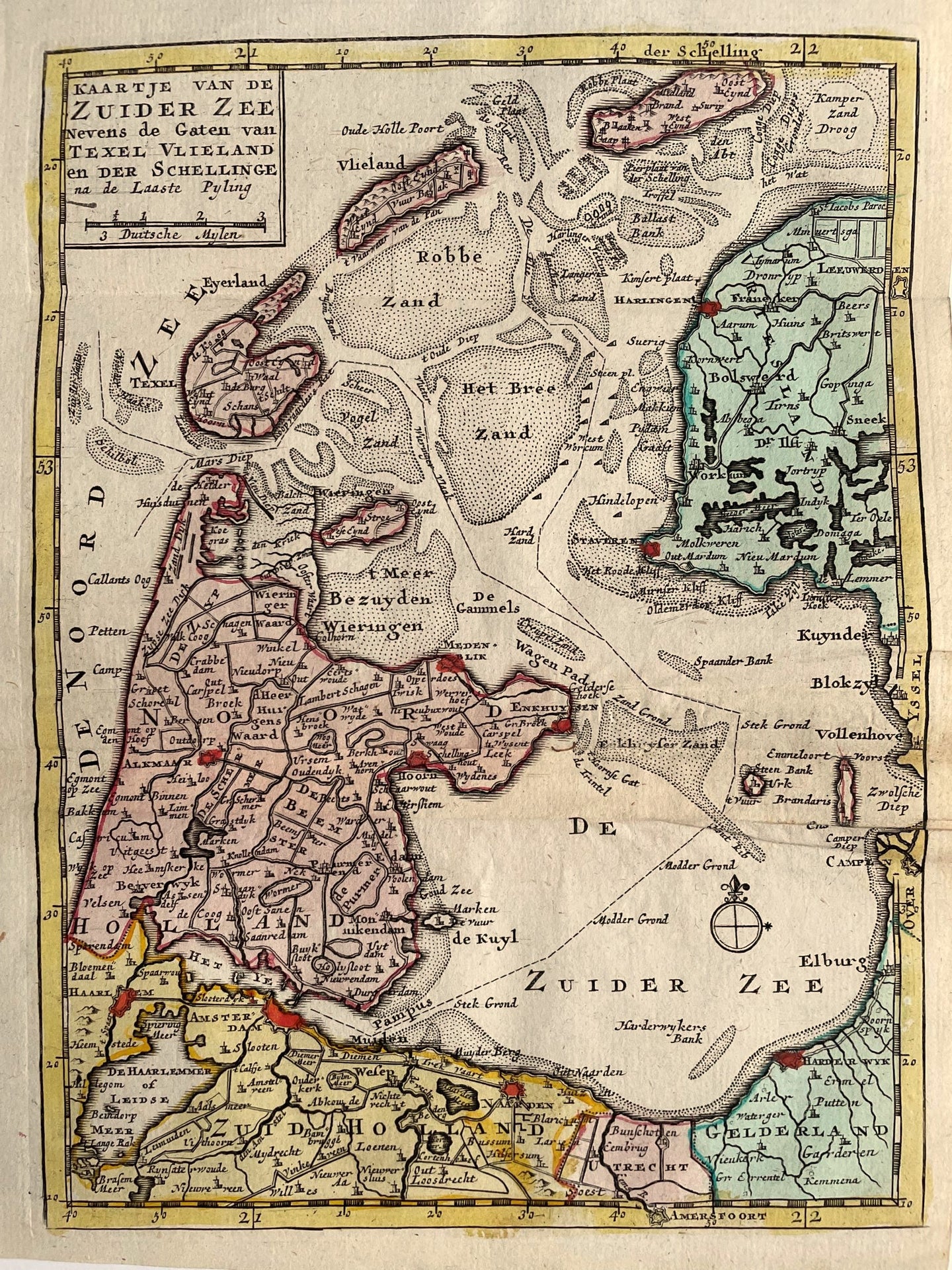 Zuiderzee Met alle Zuiderzeekusten Noord-Holland Wadden - JB Elwe & DM Langeveld - 1786