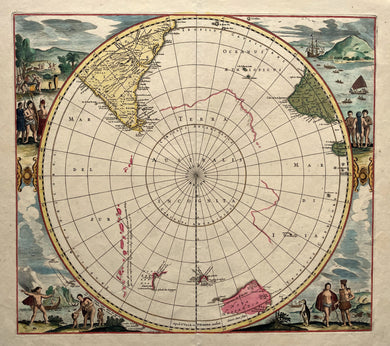 Wereld Antartica Zuidpool World South Pole Antarctic region - H Hondius / G Valck P Schenk - circa 1700