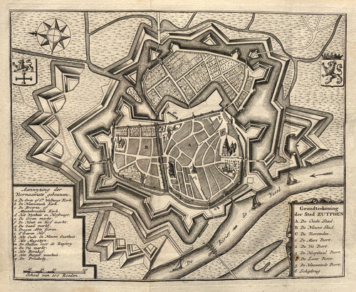 Zutphen Stadsplattegrond - I Tirion - ca. 1745