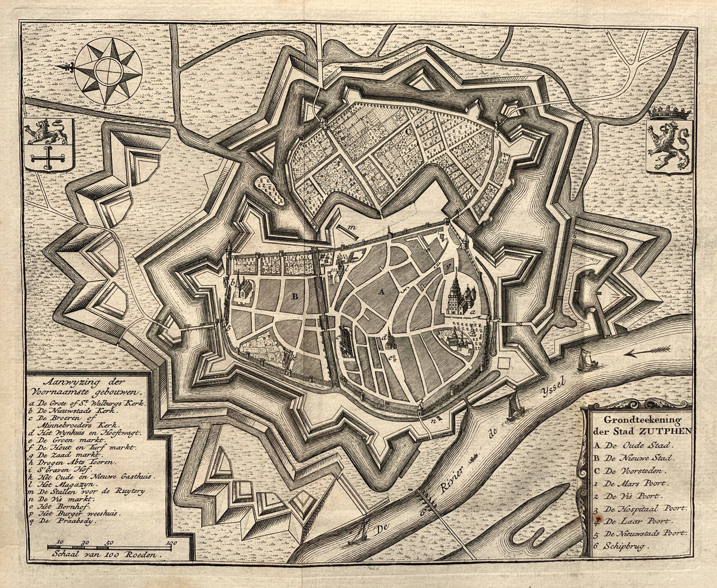 Zutphen Stadsplattegrond - I Tirion - ca. 1745