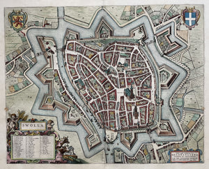 Zwolle Stadsplattegrond in vogelvluchtperspectief - J Blaeu - 1649
