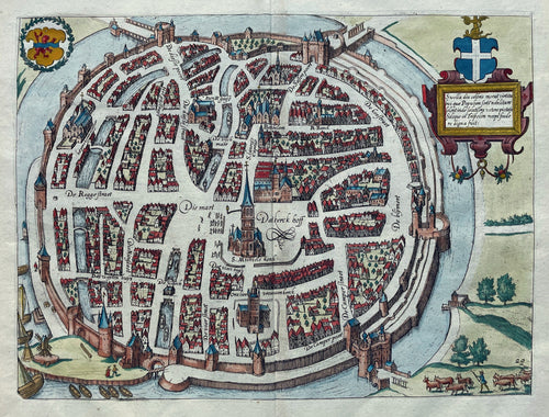 Zwolle Stadsplattegrond in vogelvluchtperspectief - WJ Blaeu / L Guicciardini - 1612