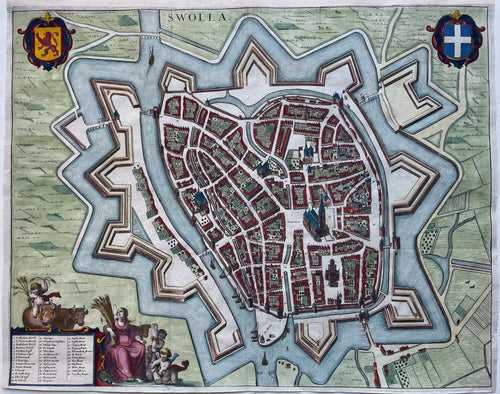 Zwolle Stadsplattegrond in vogelvluchtperspectief - G Leti - 1690