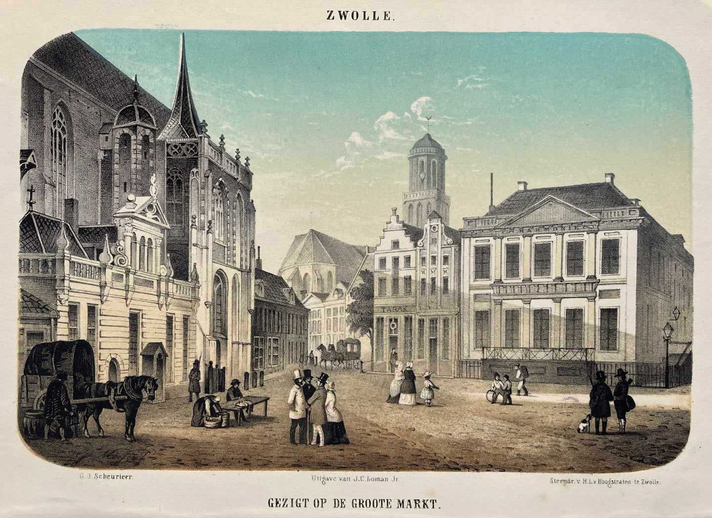 Zwolle Grote Markt - HL van Hoogstraten / JC Loman jr - 1857